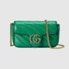 Replica Gucci GG Women GG Marmont Super Mini Bag Bright Green Diagonal Matelassé Leather