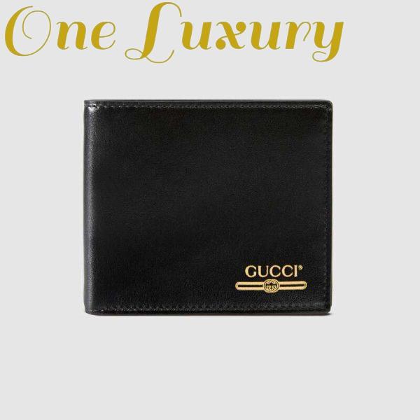 Replica Gucci GG Unisex Leather Wallet with Gucci Logo in Black Leather