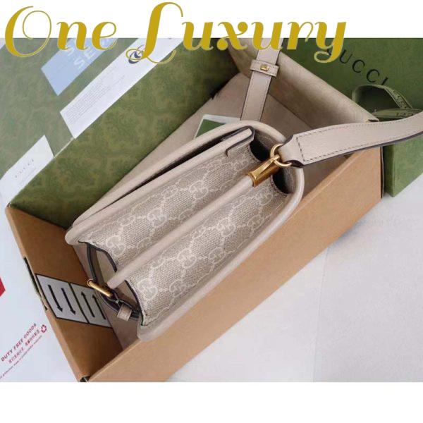 Replica Gucci Unisex Mini Shoulder Bag Interlocking G Beige White GG Supreme Canvas 6