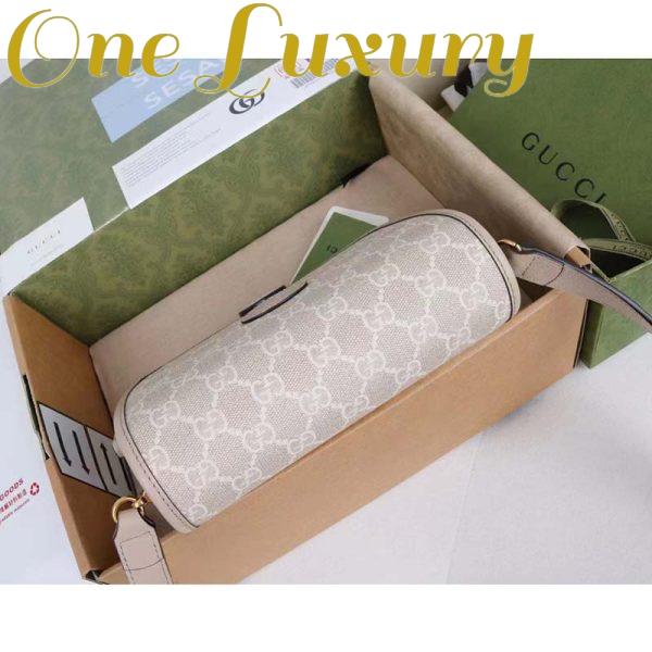 Replica Gucci Unisex Mini Shoulder Bag Interlocking G Beige White GG Supreme Canvas 7