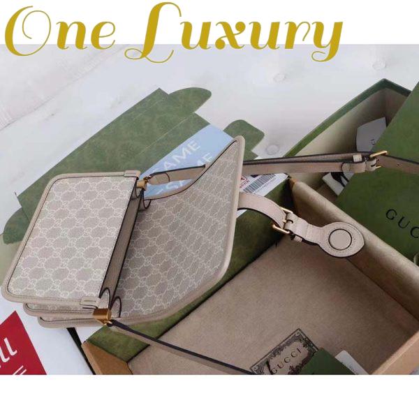 Replica Gucci Unisex Mini Shoulder Bag Interlocking G Beige White GG Supreme Canvas 10