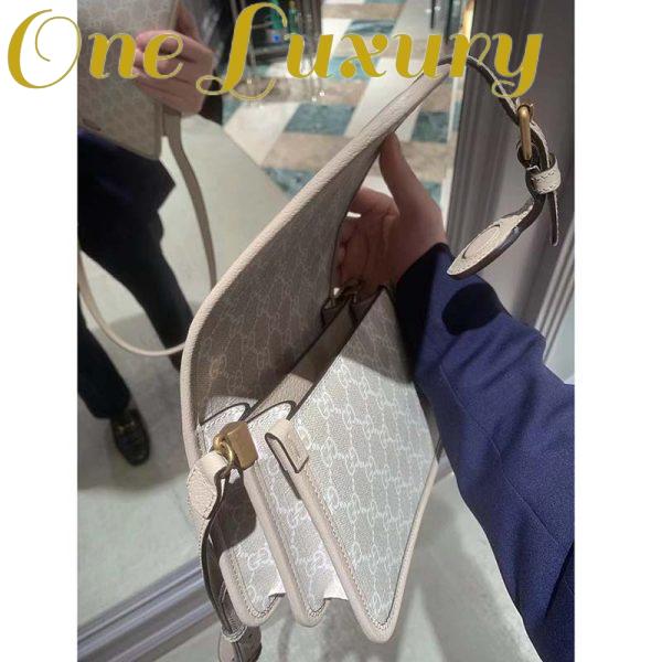 Replica Gucci Unisex Mini Shoulder Bag Interlocking G Beige White GG Supreme Canvas 12