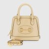 Replica Gucci GG Women Gucci Horsebit 1955 Mini Top Handle Bag Beige Leather