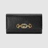 Replica Gucci GG Women Gucci Zumi Grainy Leather Continental Wallet-Black