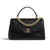 Replica Chanel Women Flap Bag with Top Handle in Lambskin-Black