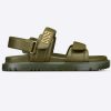 Replica Dior Unisex Shoes DiorAct Sandal Khaki Lambskin Gold-Finish Metal DIOR Signature