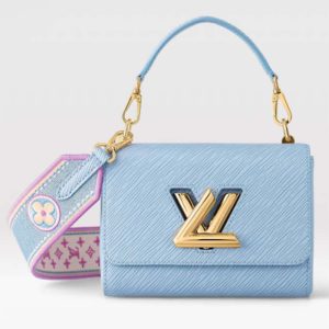 Replica Louis Vuitton LV Women Twist PM Bag Bleu Nuage Blue Epi Grained Leather