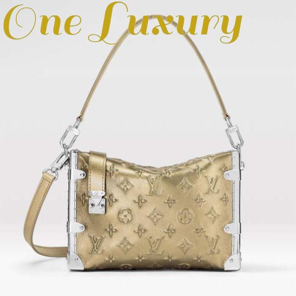 Replica Louis Vuitton LV Unisex Side Trunk Handbag Light Gold Calfskin
