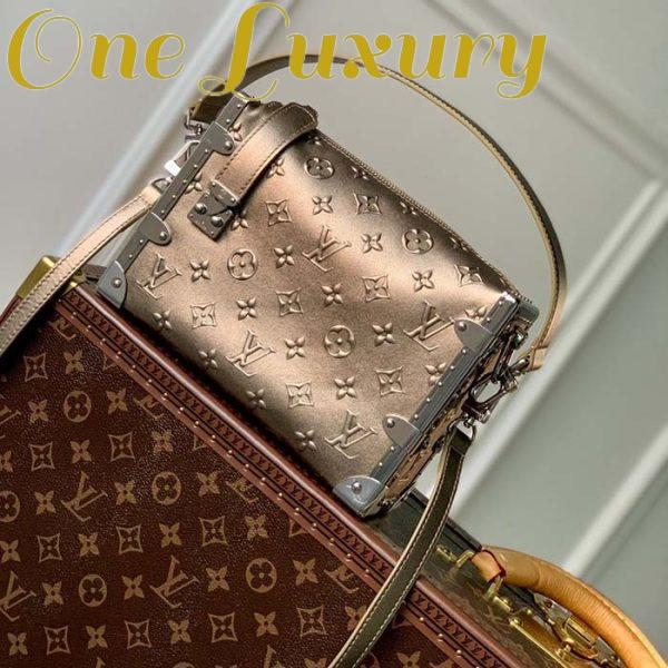 Replica Louis Vuitton LV Unisex Side Trunk Handbag Light Gold Calfskin 3