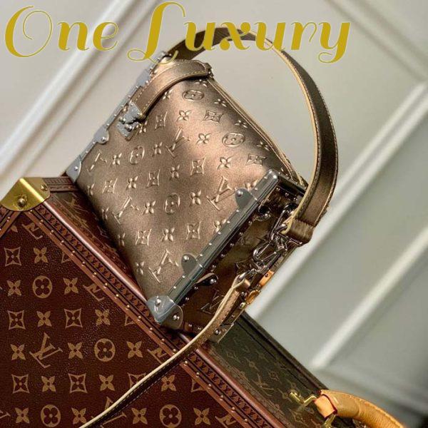 Replica Louis Vuitton LV Unisex Side Trunk Handbag Light Gold Calfskin 5