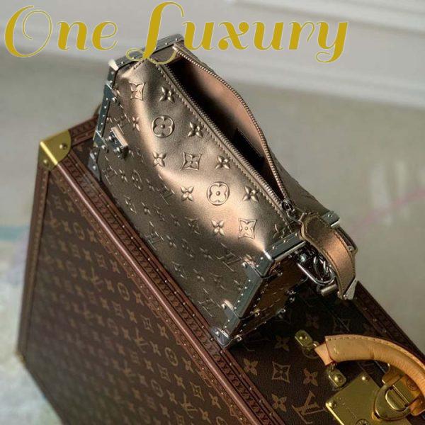 Replica Louis Vuitton LV Unisex Side Trunk Handbag Light Gold Calfskin 7