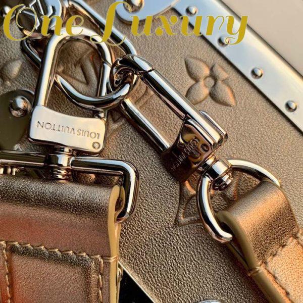 Replica Louis Vuitton LV Unisex Side Trunk Handbag Light Gold Calfskin 10
