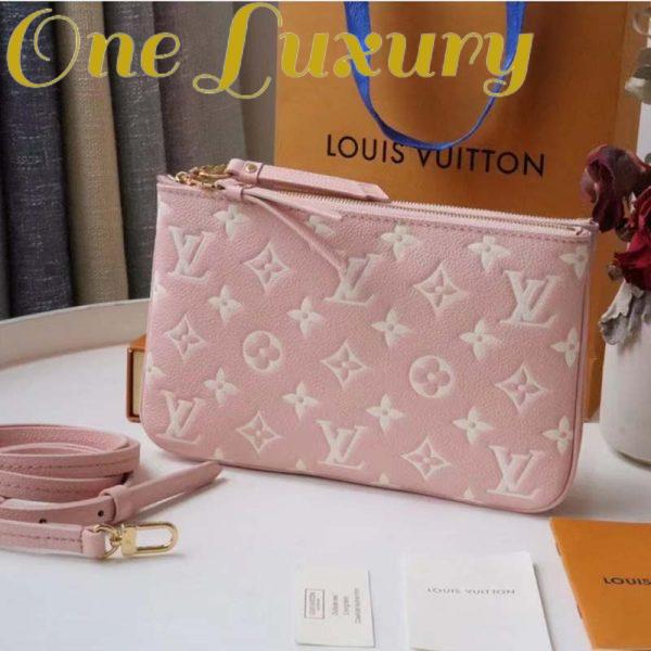 Replica Louis Vuitton Double Zip Pochette Pink Monogram Empreinte Embossed Supple Grained Cowhide 3