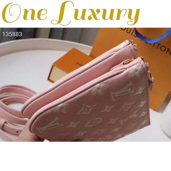 Replica Louis Vuitton Double Zip Pochette Pink Monogram Empreinte Embossed Supple Grained Cowhide 7