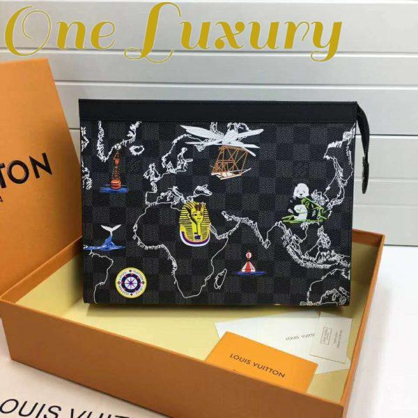Replica Louis Vuitton LV Unisex Pochette Voyage MM Bag in Damier Graphite Coated Canvas-Grey 3