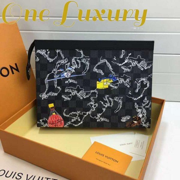 Replica Louis Vuitton LV Unisex Pochette Voyage MM Bag in Damier Graphite Coated Canvas-Grey 4
