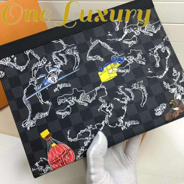 Replica Louis Vuitton LV Unisex Pochette Voyage MM Bag in Damier Graphite Coated Canvas-Grey 6