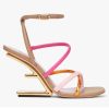 Replica Fendi Women FF First Pink Nappa Leather High-Heeled Sandals 9.5 cm Heel