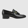 Replica Gucci GG Unisex Loafer with Web and Interlocking G Black Leather