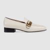 Replica Gucci GG Women’s Loafer with Double G White Leather 2.5 cm Heel