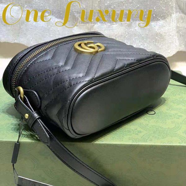 Replica Gucci Unisex GG Marmont Cosmetic Case Black Matelassé Chevron Leather Double G 5