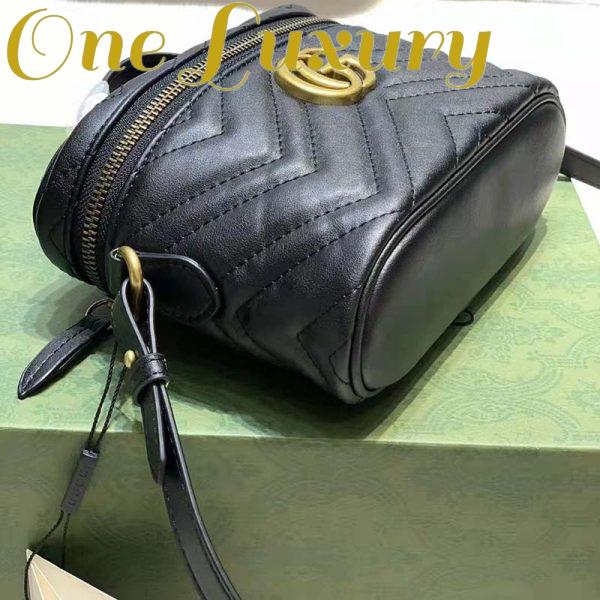 Replica Gucci Unisex GG Marmont Cosmetic Case Black Matelassé Chevron Leather Double G 6