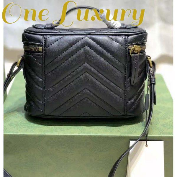 Replica Gucci Unisex GG Marmont Cosmetic Case Black Matelassé Chevron Leather Double G 7