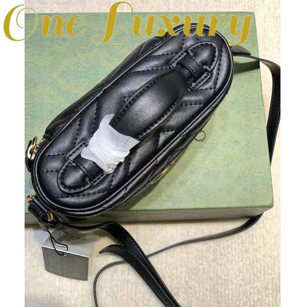 Replica Gucci Unisex GG Marmont Cosmetic Case Black Matelassé Chevron Leather Double G 8