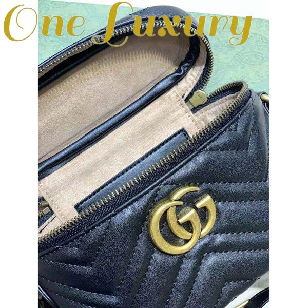 Replica Gucci Unisex GG Marmont Cosmetic Case Black Matelassé Chevron Leather Double G 9