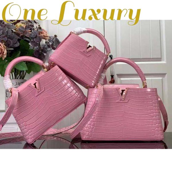 Replica Louis Vuitton LV Women Capucines BB Handbag Pink Crocodilien Brillant Savoir Faire 13
