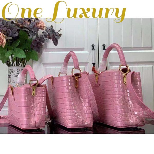 Replica Louis Vuitton LV Women Capucines BB Handbag Pink Crocodilien Brillant Savoir Faire 14