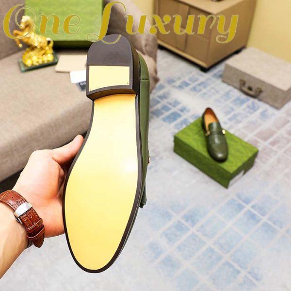 Replica Gucci Men’s GG Loafer Mirrored G Dark Green Leather Fringe Low Heel 11