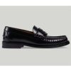 Replica Gucci Unisex GG Interlocking G Loafer Black Leather Flat 1.5 CM Heel