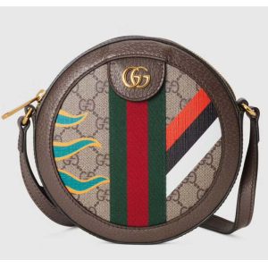 Replica Gucci Unisex GG Round Shoulder Bag Double G Beige Supreme Canvas