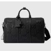 Replica Gucci Unisex GG Small Duffle Bag Black Jumbo Leather