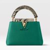 Replica Louis Vuitton LV Women Capucines Mini Handbag Emeraude Green Taurillon Leather Python Skin