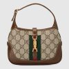 Replica Gucci Unisex Jackie 1961 Mini Shoulder Bag Beige/Ebony GG Supreme Canvas