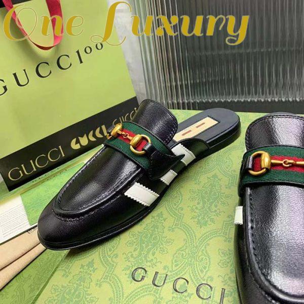 Replica Gucci Women GG Adidas x Gucci Slipper Horsebit Black Leather Flat 11