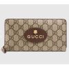 Replica Gucci Unisex Neo Vintage GG Supreme Zip Around Wallet Beige Ebony GG Supreme Canvas