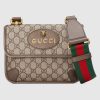 Replica Gucci Unisex Neo Vintage Small Messenger Bag Beige/Ebony GG Supreme Canvas