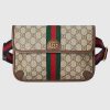 Replica Gucci Unisex Ophidia GG Small Belt Bag Beige Ebony GG Supreme Canvas Double G