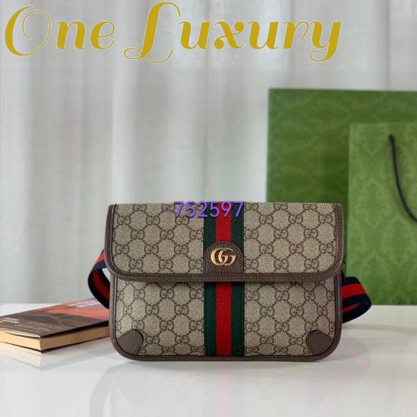 Replica Gucci Unisex Ophidia GG Small Belt Bag Beige Ebony GG Supreme Canvas Double G 3