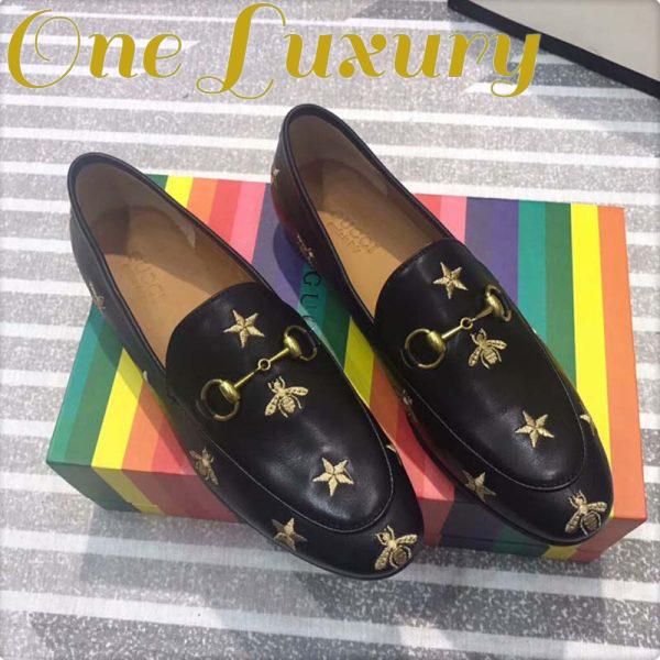 Replica Gucci Women Gucci Jordaan Embroidered Leather Loafer 1.27cm Heel-Black 3