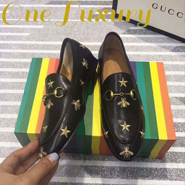 Replica Gucci Women Gucci Jordaan Embroidered Leather Loafer 1.27cm Heel-Black 6
