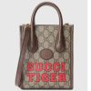 Replica Gucci Unisex Tiger GG Mini Tote Bag Beige Ebony GG Supreme Canvas