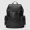 Replica Gucci GG Unisex GG Embossed Backpack Black GG Embossed Leather