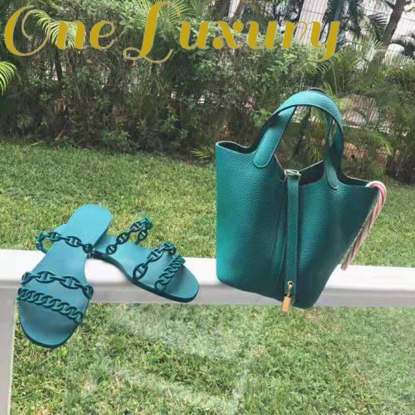Replica Hermes Women Rivage Sandal Summe TPU Sole-Green 4
