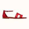 Replica Hermes Women Santorini Sandal in Epsom Calfskin-Red