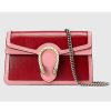 Replica Gucci Women Dionysus Super Mini Bag Dark Red Leather with Pink Trim
