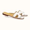 Replica Hermes Women Oran Sandal Patent Calfskin Iconic “H”-White